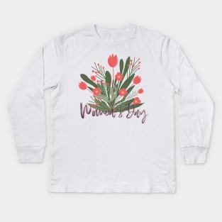 female empowerment women's day bunch of flowers Kids Long Sleeve T-Shirt